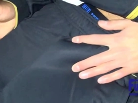 Gay amateur Japanese star gets it hard in the ass in a public park at night.