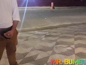 Gay amateur gets excited while urinating in public