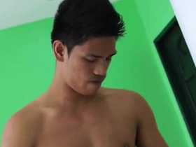 Thai twink gets piss play from gay colleague