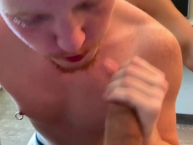Ginger goddess gets ridden by multiple men in rough and wild gangbang