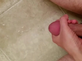 Asian solo guy's intense floor stroke session