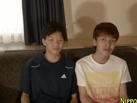 Japanese teen gives a sloppy blowjob and cums hard
