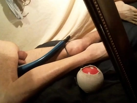 Young gay boy takes his dildo in a wild anal ride, close to climax